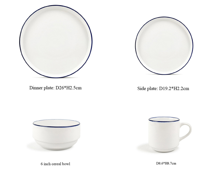 stackable 16pcs porcelain dinnerware set