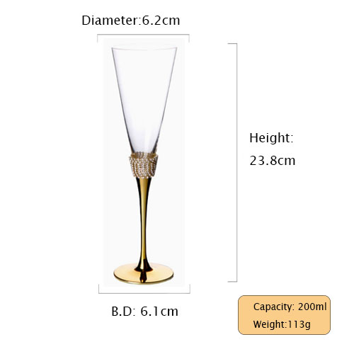 gold diamond cocktail glass lead-free